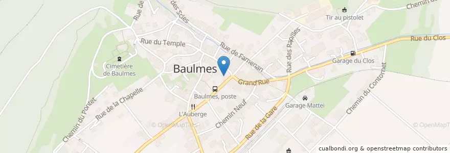 Mapa de ubicacion de La Baumine en スイス, Vaud, District Du Jura-Nord Vaudois, Baulmes.