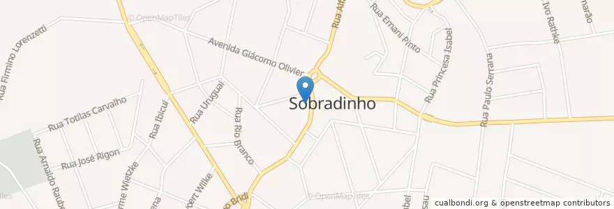 Mapa de ubicacion de Hospital Sebastiany en ブラジル, 南部地域, リオグランデ・ド・スル, Região Geográfica Intermediária De Santa Cruz Do Sul - Lajeado, Região Geográfica Imediata De Sobradinho, Sobradinho.