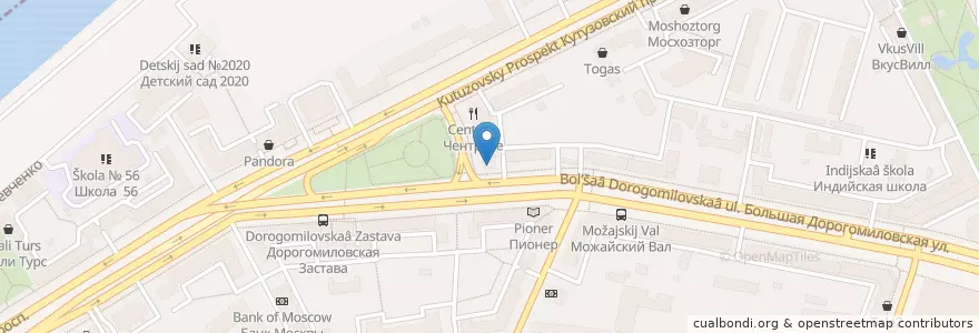 Mapa de ubicacion de Кофемания en Rusia, Distrito Federal Central, Москва, Западный Административный Округ, Район Дорогомилово.