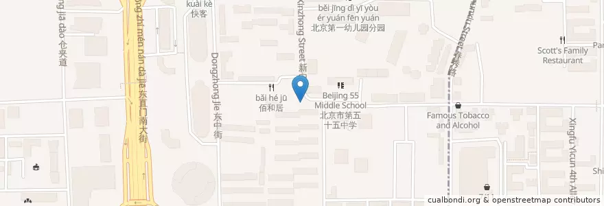 Mapa de ubicacion de Dongbei Xiangcun Renjia en China, Beijing, Hebei, Dongcheng District.