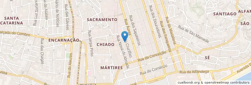 Mapa de ubicacion de O Chiado en Portugal, Área Metropolitana De Lisboa, Lisbon, Grande Lisboa, Lisbon, Santa Maria Maior.