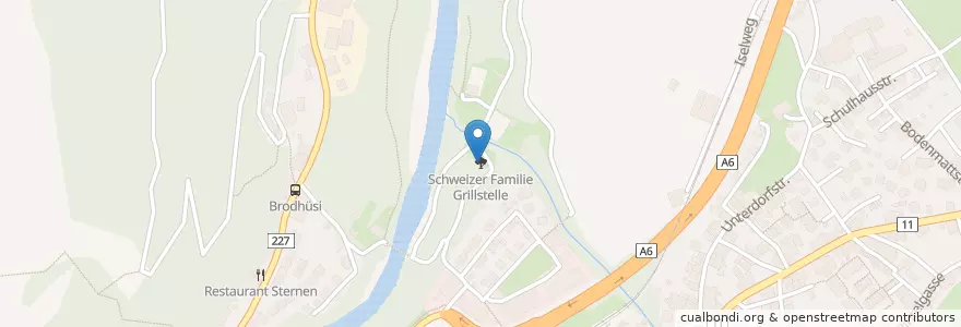 Mapa de ubicacion de Schweizer Familie Grillstelle en Schweiz/Suisse/Svizzera/Svizra, Bern/Berne, Verwaltungsregion Oberland, Verwaltungskreis Frutigen-Niedersimmental, Wimmis.