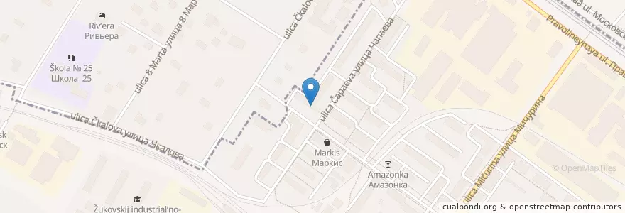 Mapa de ubicacion de Жуковский 140184 en روسيا, Центральный Федеральный Округ, محافظة موسكو, Раменский Городской Округ.