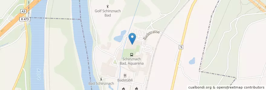 Mapa de ubicacion de Thermalbad Schinznach Bad en İsviçre, Aargau, Bezirk Brugg, Brugg.