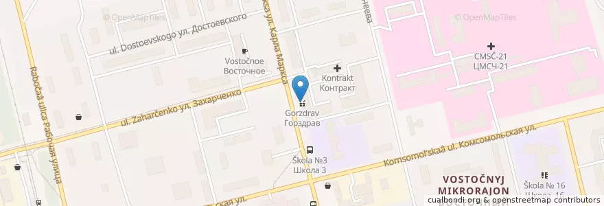Mapa de ubicacion de Горздрав en روسيا, Центральный Федеральный Округ, محافظة موسكو, Городской Округ Электросталь.