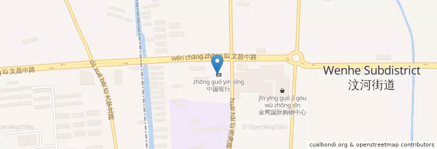 Mapa de ubicacion de 中国银行 en 中国, 扬州市, 江苏省, 广陵区 (Guangling).