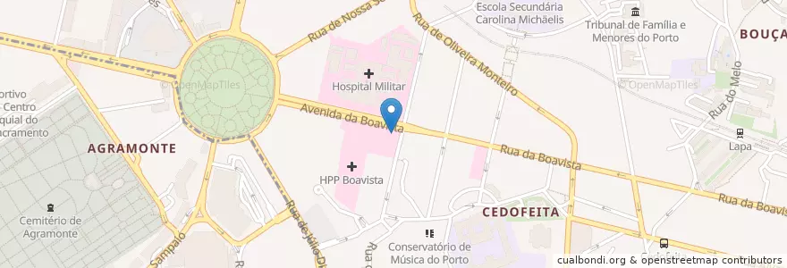 Mapa de ubicacion de Oporto Medical Center en ポルトガル, ノルテ, Área Metropolitana Do Porto, Porto, Porto, Cedofeita, Santo Ildefonso, Sé, Miragaia, São Nicolau E Vitória.