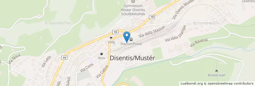 Mapa de ubicacion de Bahnhof Buffet en Switzerland, Grisons, Surselva, Disentis/Mustér.