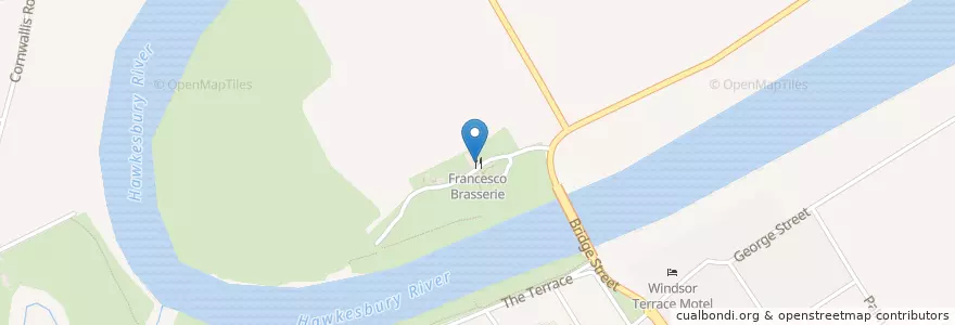Mapa de ubicacion de Francesco Brasserie en Australie, Nouvelle Galles Du Sud, Hawkesbury City Council, Sydney.
