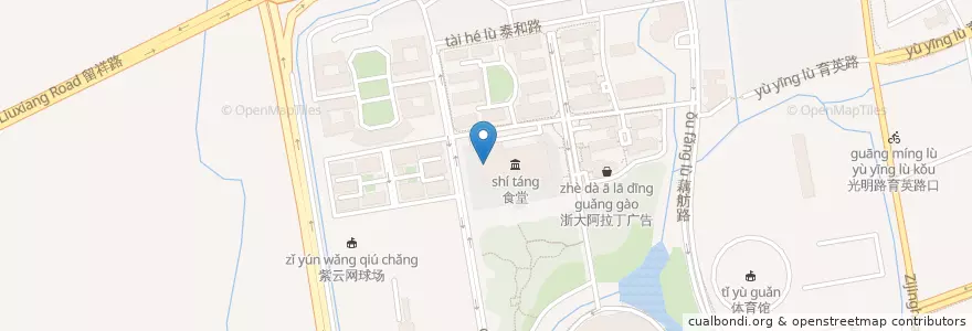 Mapa de ubicacion de 清真食堂 en 中国, 浙江省, 杭州市, 西湖区, 三墩镇.