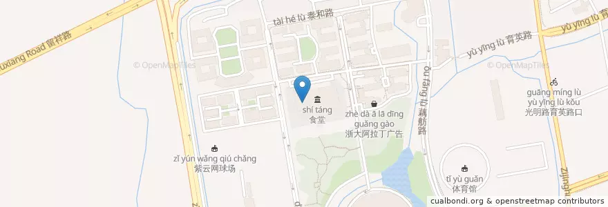Mapa de ubicacion de 休闲餐厅 en 中国, 浙江省, 杭州市, 西湖区, 三墩镇.