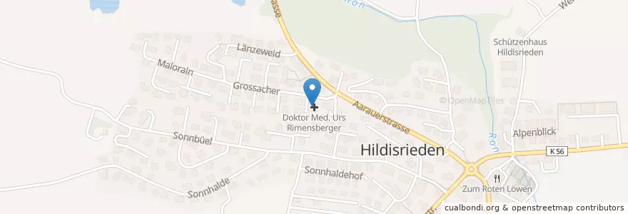 Mapa de ubicacion de Doktor Med. Urs Rimensberger en سوئیس, Luzern, Hildisrieden.