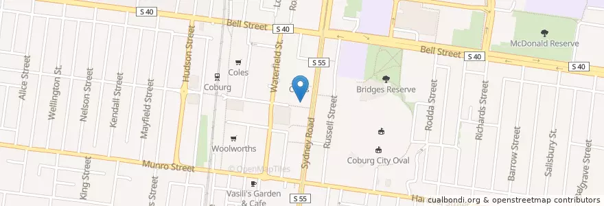 Mapa de ubicacion de Astro Cafe en أستراليا, ولاية فيكتوريا, City Of Moreland.