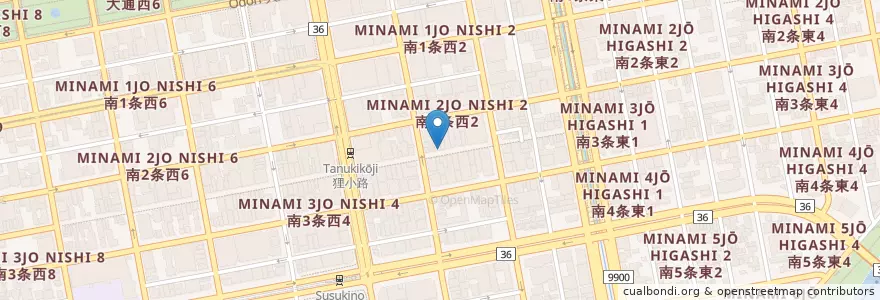 Mapa de ubicacion de 狸小路ライオン en Japonya, 北海道, 石狩振興局, 札幌市, 中央区.