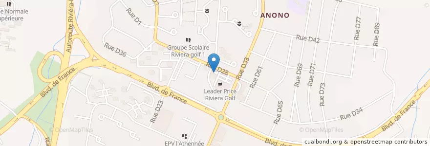 Mapa de ubicacion de Station Service Shell en Costa D'Avorio, Abidjan, Cocody.