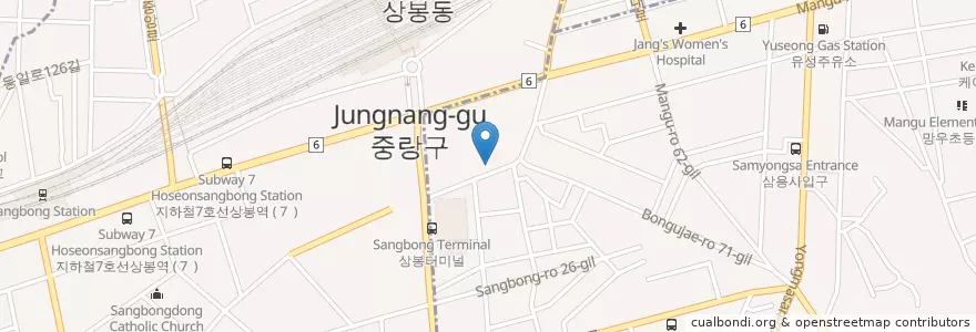 Mapa de ubicacion de 카페 후식 en كوريا الجنوبية, سول, 중랑구.