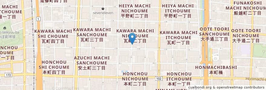 Mapa de ubicacion de つるまるうどん en ژاپن, 大阪府, 大阪市, 中央区.