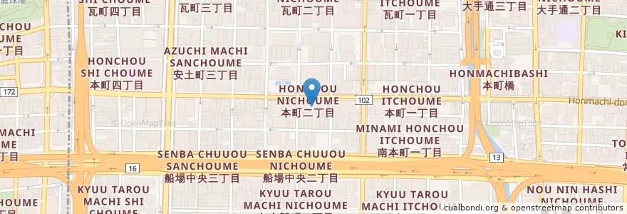 Mapa de ubicacion de 世界の山ちゃん en Giappone, Prefettura Di Osaka, 大阪市, 中央区.