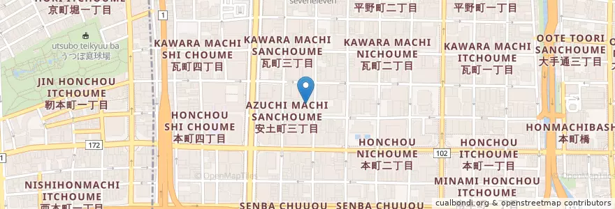 Mapa de ubicacion de 千年の宴 en Japonya, 大阪府, 大阪市, 中央区.
