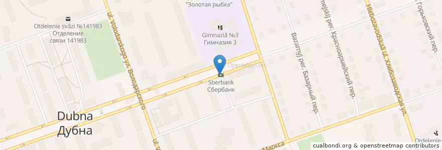 Mapa de ubicacion de Сбербанк en 俄罗斯/俄羅斯, Центральный Федеральный Округ, 莫斯科州, Городской Округ Дубна.