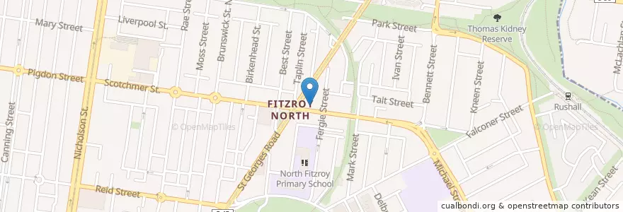 Mapa de ubicacion de Fitzroy North Post Office en Australia, Victoria, City Of Yarra.