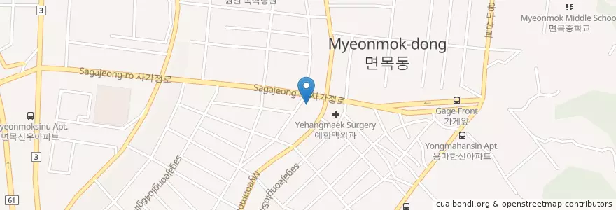 Mapa de ubicacion de Seven Monkeys Coffee en 대한민국, 서울, 중랑구.
