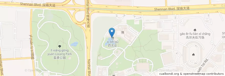 Mapa de ubicacion de 西北谷 en 중국, 광둥성, 선전시, 南山区, 粤海街道.