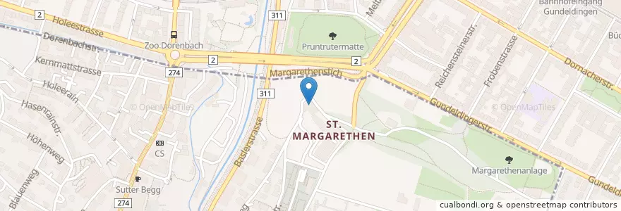 Mapa de ubicacion de Reformierte Kirche St. Margarethen en Schweiz/Suisse/Svizzera/Svizra, Basel-Stadt, Basel.