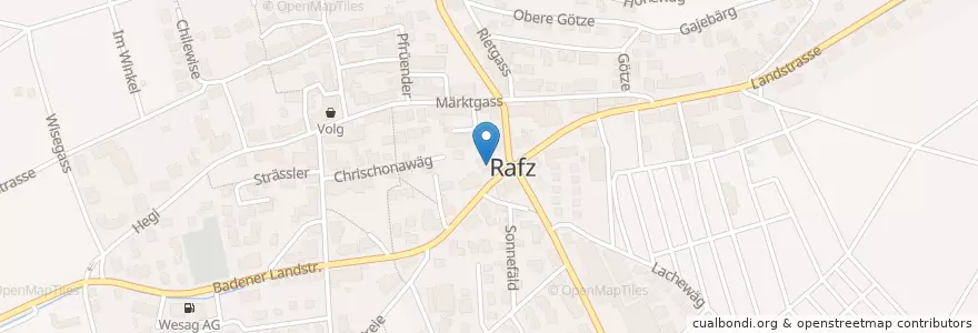Mapa de ubicacion de Post Rafz en Suíça, Zurique, Bezirk Bülach, Rafz.