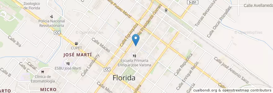 Mapa de ubicacion de Pizzeria de Calle Honda en Cuba, Camagüey, Florida, Ciudad De Florida.