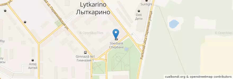 Mapa de ubicacion de Сбербанк en Rusland, Centraal Federaal District, Oblast Moskou, Городской Округ Лыткарино.