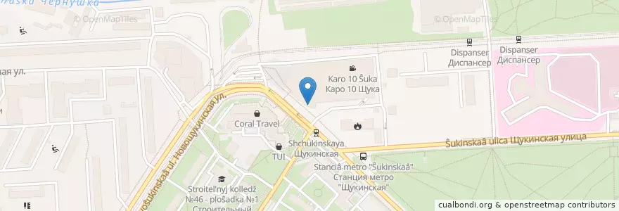 Mapa de ubicacion de Барон де Макарон en Rusia, Distrito Federal Central, Москва, Северо-Западный Административный Округ, Район Щукино.
