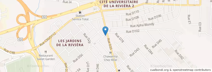 Mapa de ubicacion de Société générale Côte d’Ivoire Agence Cocody Riviéra 2 en Ivory Coast, Abidjan, Cocody.