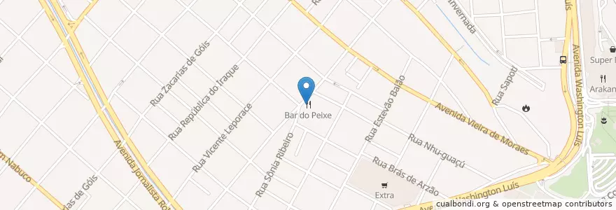 Mapa de ubicacion de Bar do Peixe en ブラジル, 南東部地域, サンパウロ, Região Geográfica Intermediária De São Paulo, Região Metropolitana De São Paulo, Região Imediata De São Paulo, サンパウロ.