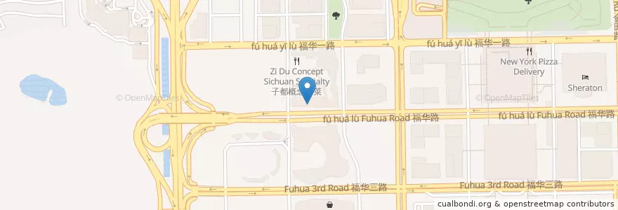 Mapa de ubicacion de 仙人掌餐厅 en 中国, 広東省, 深セン市, 福田区.