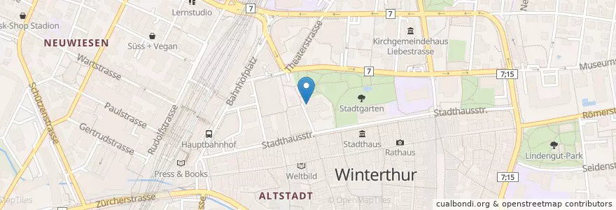 Mapa de ubicacion de Tres Amigos en Svizzera, Zurigo, Bezirk Winterthur, Winterthur.