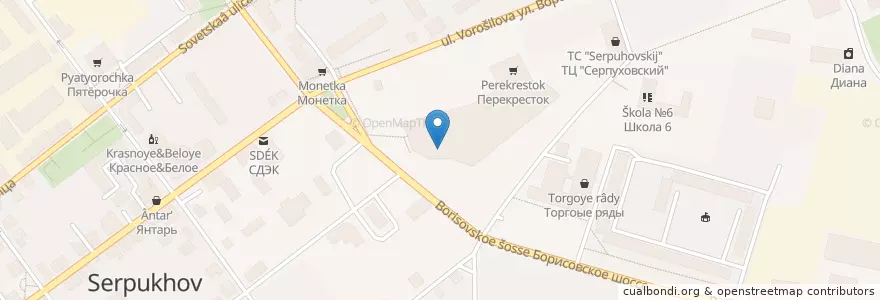 Mapa de ubicacion de EVOO en 러시아, Центральный Федеральный Округ, Московская Область, Городской Округ Серпухов.