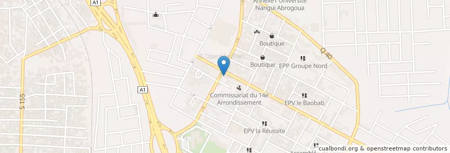 Mapa de ubicacion de Pharmacie Santé en Côte D’Ivoire, Abidjan, Abobo.