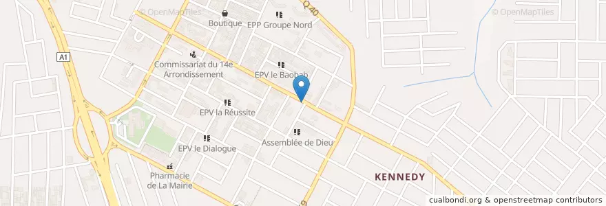 Mapa de ubicacion de Kann’Sy en Ivory Coast, Abidjan, Abobo.