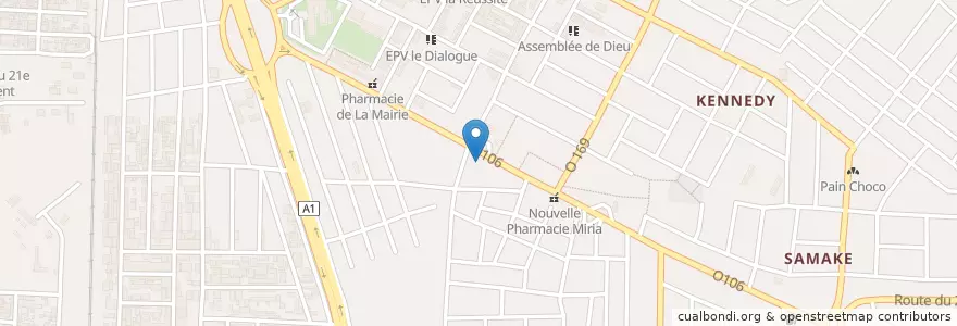 Mapa de ubicacion de Station Service Total en Costa Do Marfim, Abidjan, Abobo.