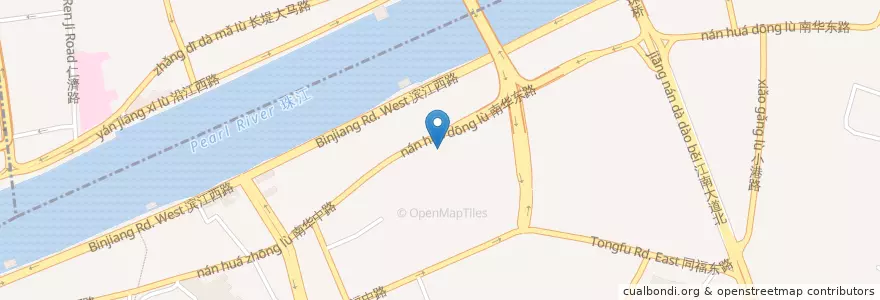 Mapa de ubicacion de 堑口市场/QianKou Marketplace en China, Guangdong, 广州市, 越秀区, 海幢街道.