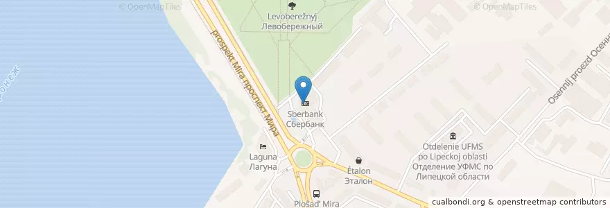 Mapa de ubicacion de Сбербанк en 러시아, Центральный Федеральный Округ, Липецкая Область, Городской Округ Липецк.