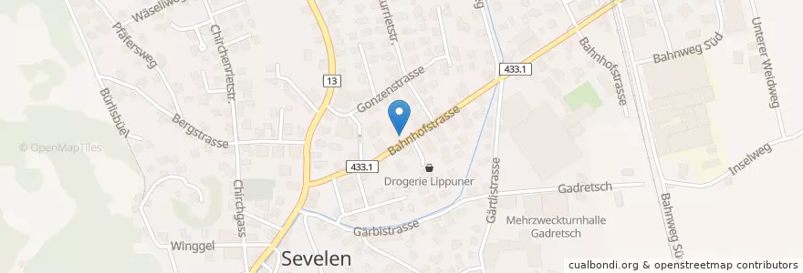 Mapa de ubicacion de Post Sevelen en İsviçre, Sankt Gallen, Wahlkreis Werdenberg, Sevelen.