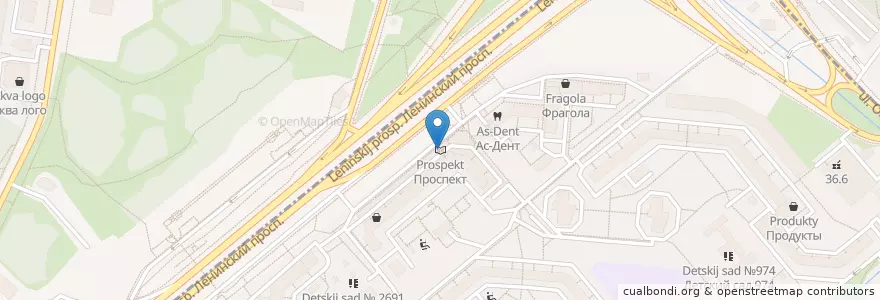 Mapa de ubicacion de Проспект en Rusia, Distrito Federal Central, Москва, Юго-Западный Административный Округ, Район Тёплый Стан.