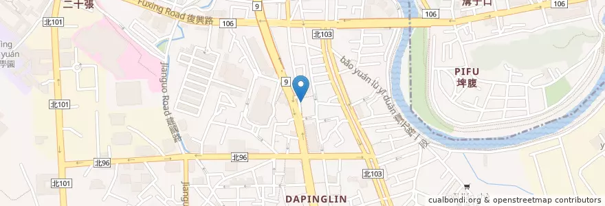 Mapa de ubicacion de 四海豆漿 en تايوان, تايبيه الجديدة, 新店區.