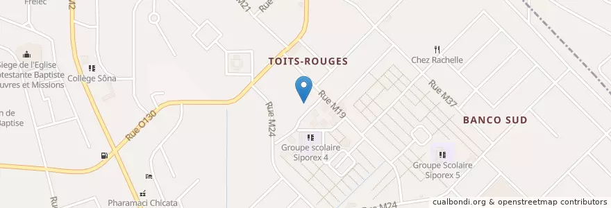 Mapa de ubicacion de Mosquee de Toits-Rouges en コートジボワール, アビジャン, Yopougon.