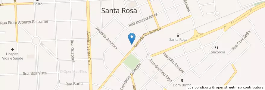 Mapa de ubicacion de Bradesco en البَرَازِيل, المنطقة الجنوبية, ريو غراندي دو سول, Região Geográfica Intermediária De Ijui, Região Geográfica Imediata De Santa Rosa, Santa Rosa.