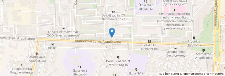 Mapa de ubicacion de Краснодар 350062 en Rusia, Южный Федеральный Округ, Краснодарский Край, Городской Округ Краснодар.