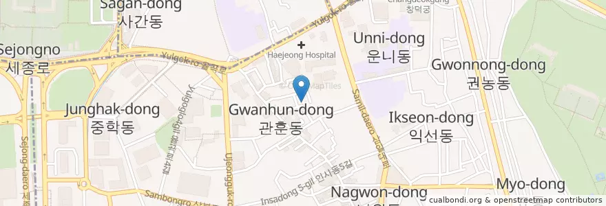Mapa de ubicacion de Oh Se Gae Hyang en Zuid-Korea, Seoel, 종로구, 종로1·2·3·4가동.