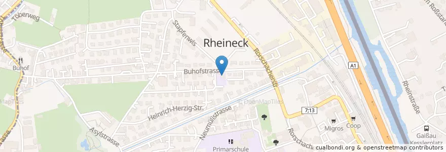 Mapa de ubicacion de Buhof en Suiza, San Galo, Wahlkreis Rheintal, Rheineck.
